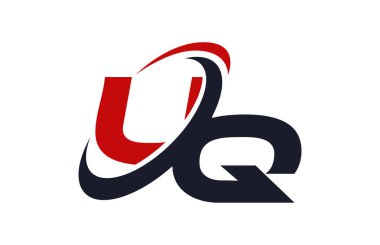 Uq Logo Swoosh küresel kırmızı mektup vektör kavramı