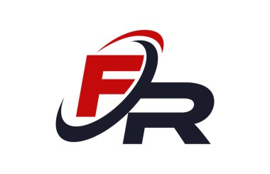 Fr logosu Swoosh küresel kırmızı mektup vektör kavramı