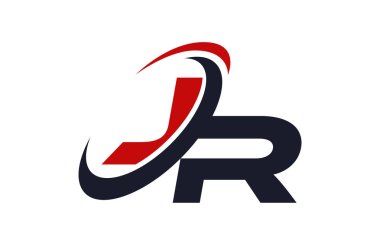 Jr Logo Swoosh küresel kırmızı mektup vektör kavramı