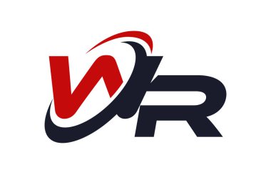 WR Logo Swoosh küresel kırmızı mektup vektör kavramı