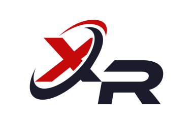 XR Logo Swoosh küresel kırmızı mektup vektör kavramı