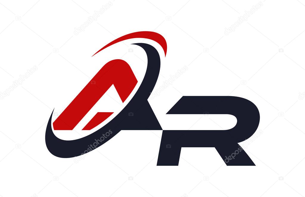 AR Logo Swoosh Global Red Letter Vector Concept