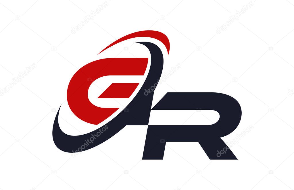 GR Logo Swoosh Global Red Letter Vector Concept