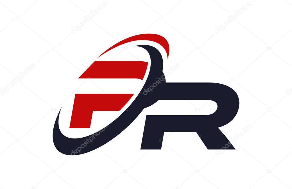 PR Logo Swoosh Global Red Letter Vector Concept