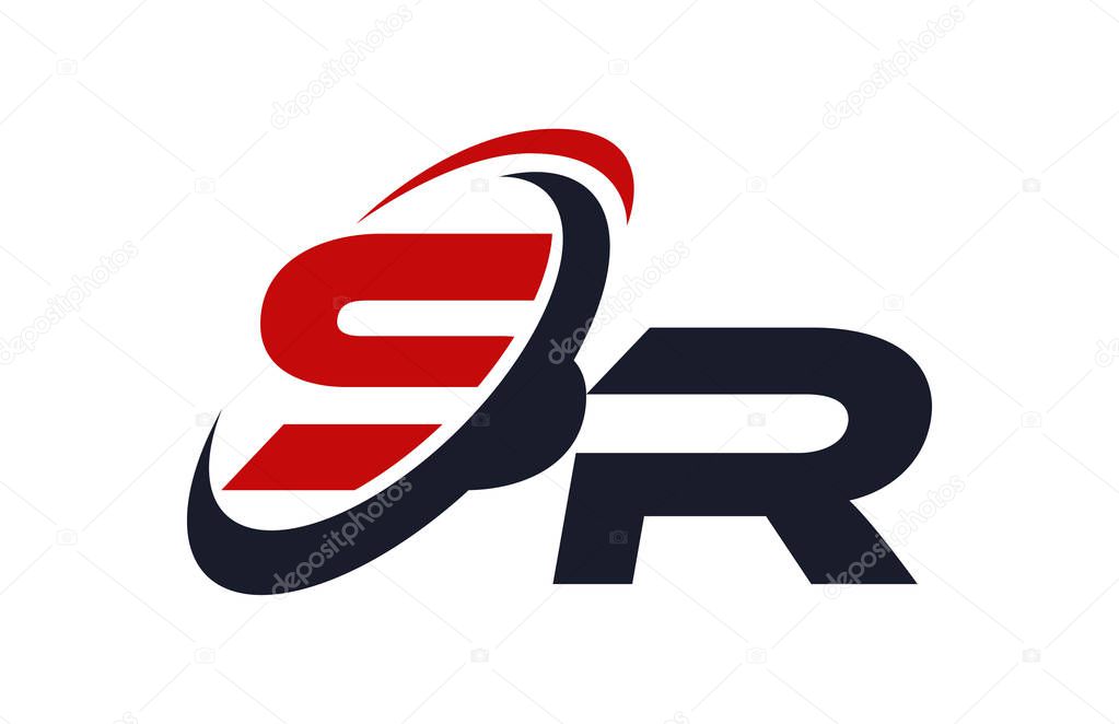 SR Logo Swoosh Global Red Letter Vector Concept