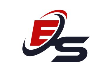 Es Logo Swoosh küresel kırmızı mektup vektör kavramı