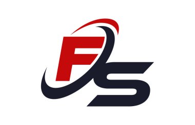 FS Logo Swoosh küresel kırmızı mektup vektör kavramı