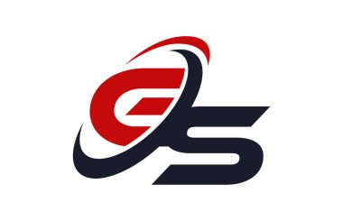 GS logosu Swoosh küresel kırmızı mektup vektör kavramı