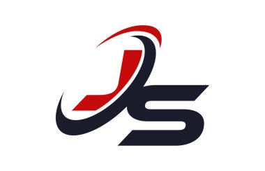 JS Logo Swoosh küresel kırmızı mektup vektör kavramı