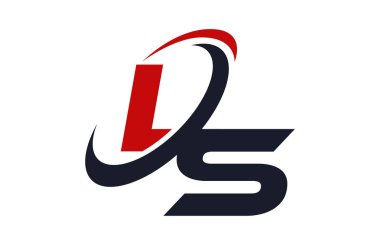Ls Logo Swoosh küresel kırmızı mektup vektör kavramı