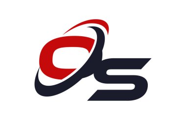 OS Logo Swoosh küresel kırmızı mektup vektör kavramı