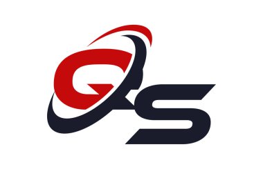 QS Logo Swoosh küresel kırmızı mektup vektör kavramı