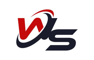 WS Logo Swoosh küresel kırmızı mektup vektör kavramı