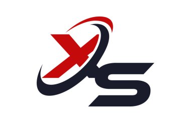 XS Logo Swoosh küresel kırmızı mektup vektör kavramı