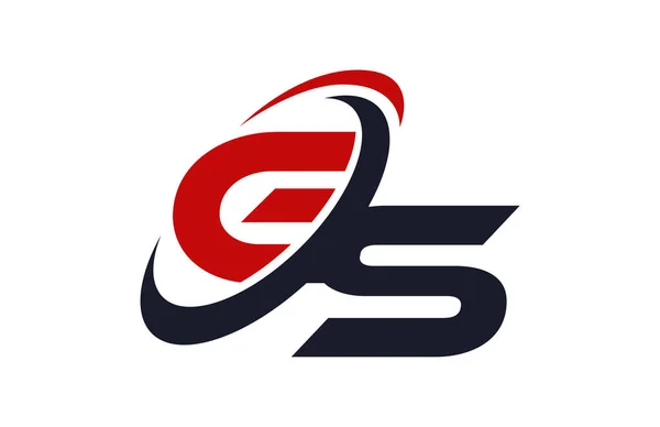 Logo Swoosh Lettre Rouge Global Concept Vecteur — Image vectorielle