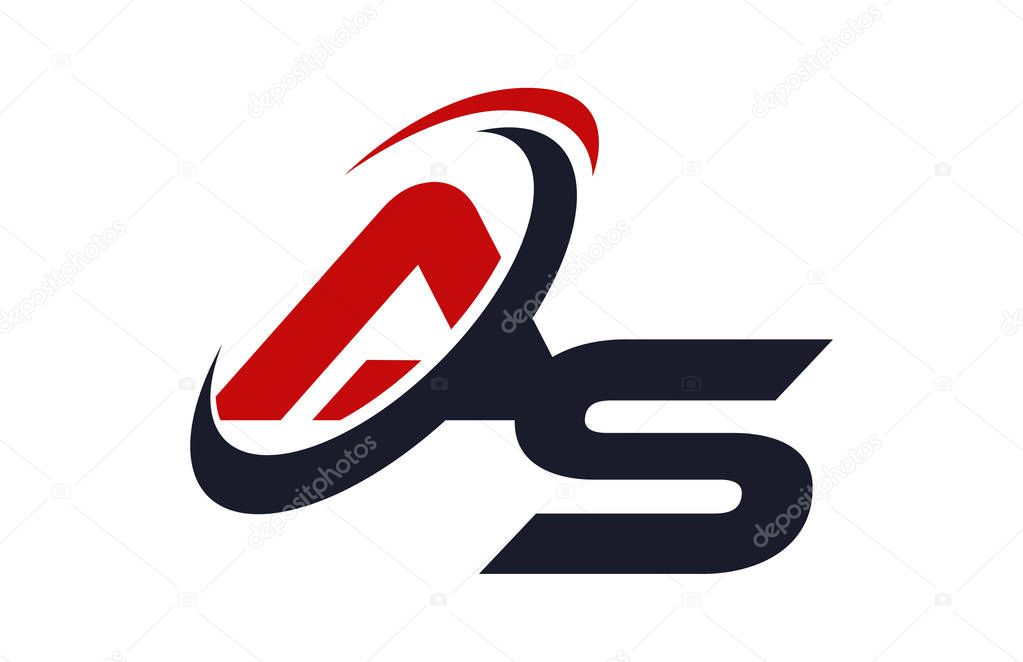 AS Logo Swoosh Global Red Letter Vector Concept