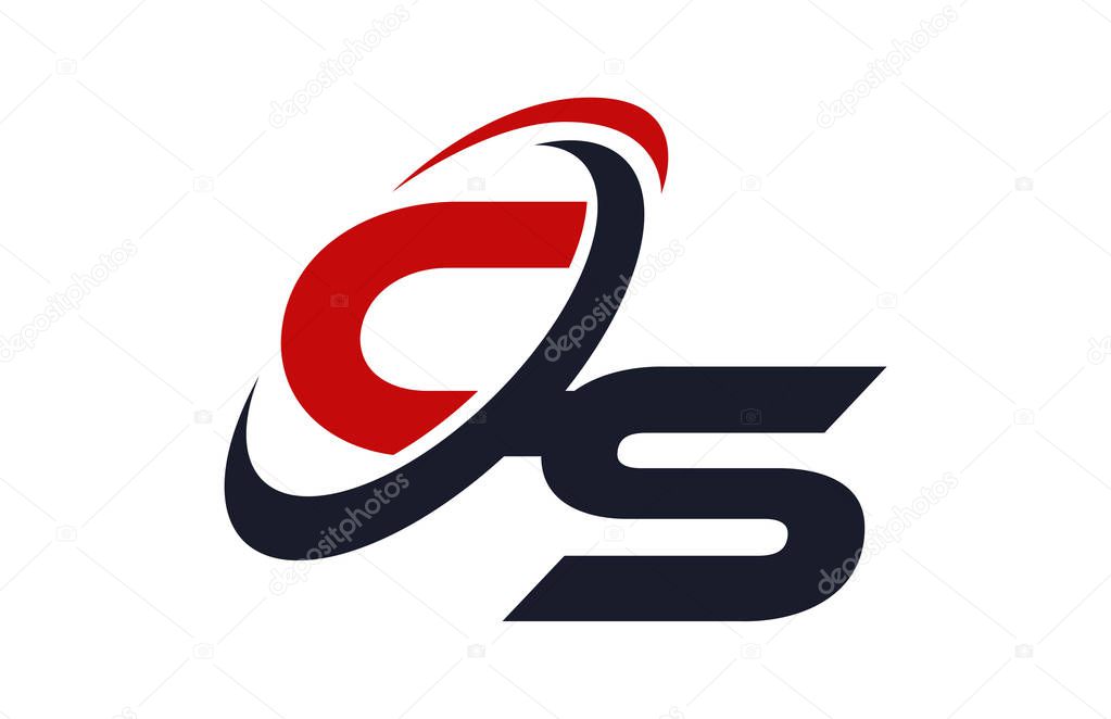 CS Logo Swoosh Global Red Letter Vector Concept