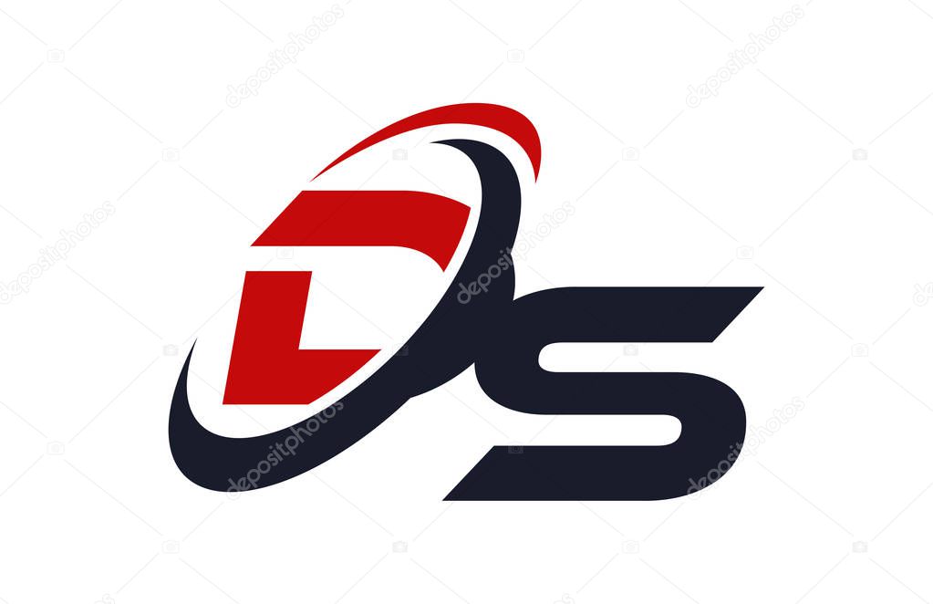 DS Logo Swoosh Global Red Letter Vector Concept