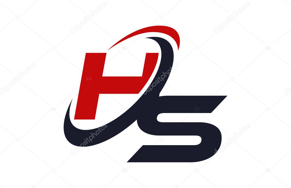 HS Logo Swoosh Global Red Letter Vector Concept
