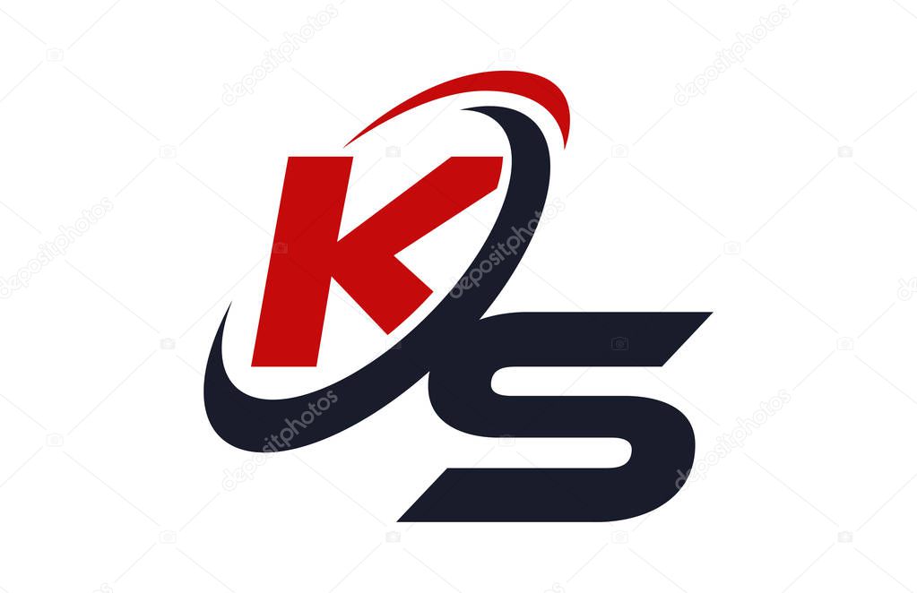 KS Logo Swoosh Global Red Letter Vector Concept