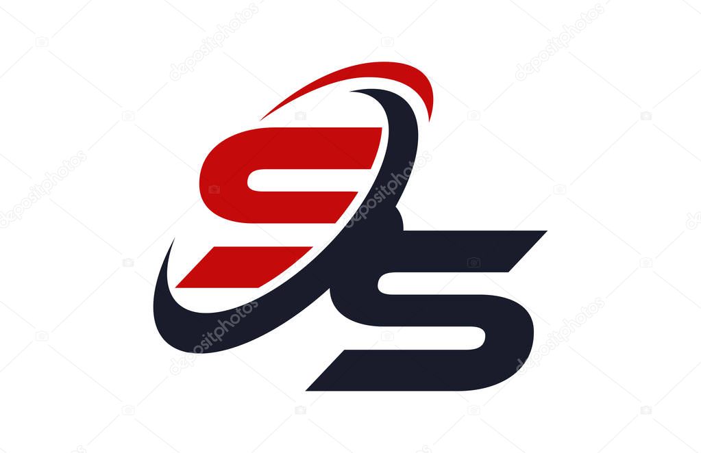 SS Logo Swoosh Global Red Letter Vector Concept