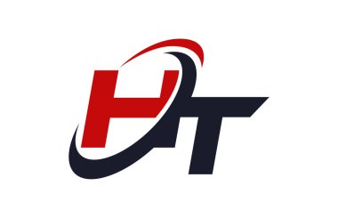 HT Logo Swoosh küresel kırmızı mektup vektör kavramı