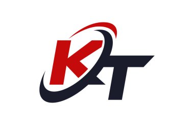 KT Logo Swoosh küresel kırmızı mektup vektör kavramı