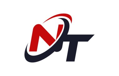 NT Logo Swoosh küresel kırmızı mektup vektör kavramı