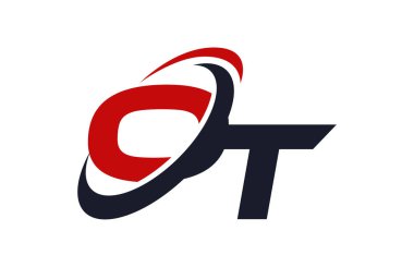 Ot Logo Swoosh küresel kırmızı mektup vektör kavramı