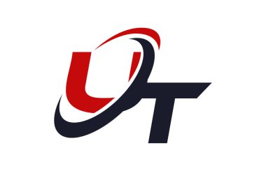 UT Logo Swoosh küresel kırmızı mektup vektör kavramı