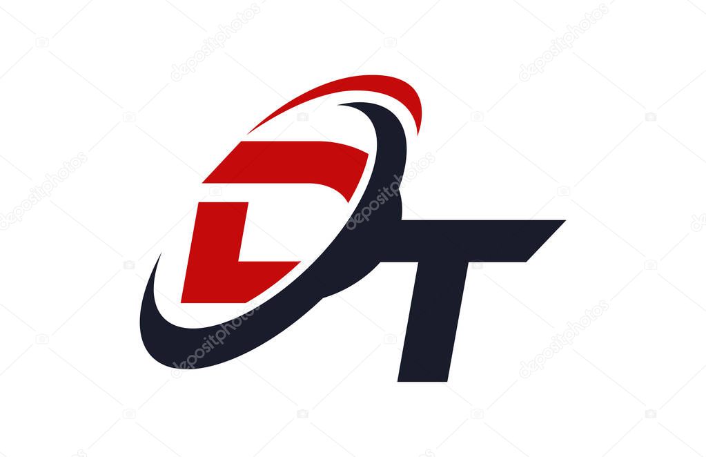 DT Logo Swoosh Global Red Letter Vector Concept