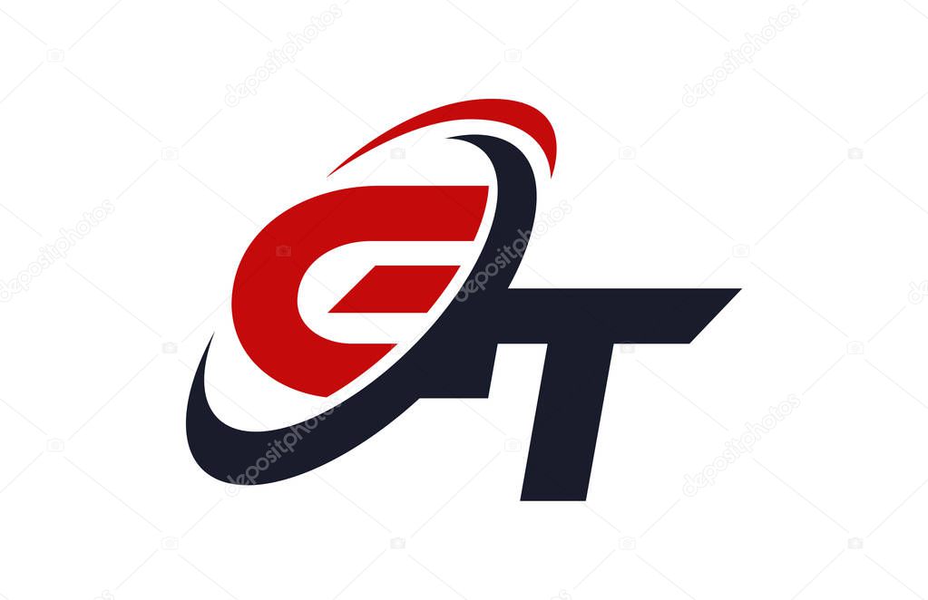 GT Logo Swoosh Global Red Letter Vector Concept