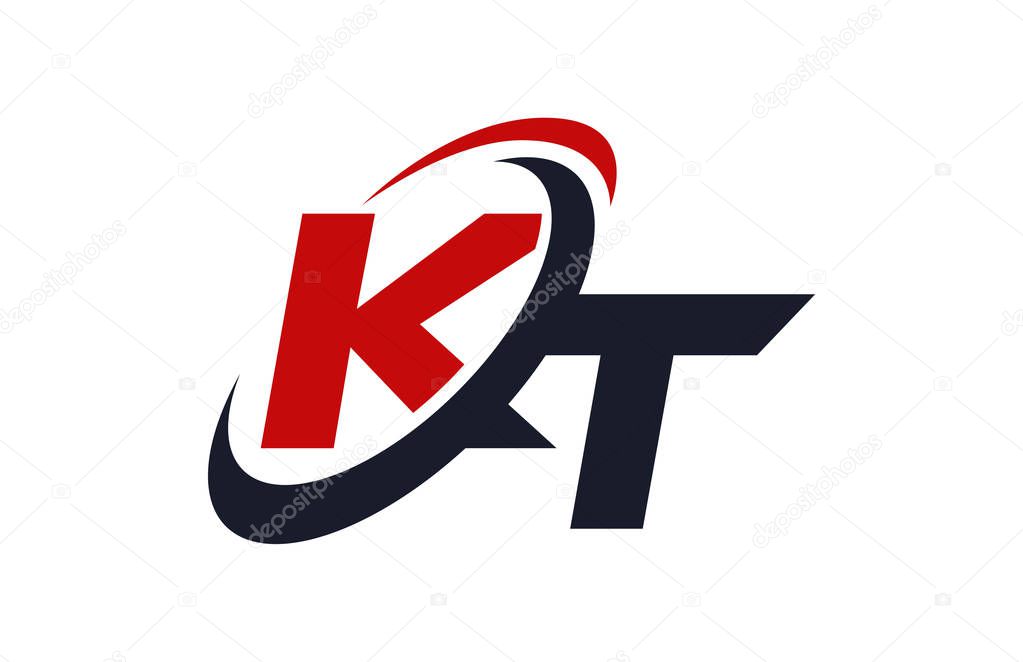 KT Logo Swoosh Global Red Letter Vector Concept