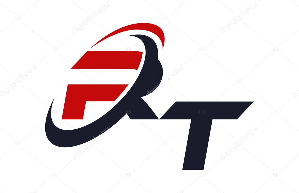 RT Logo Swoosh Global Red Letter Vector Concept
