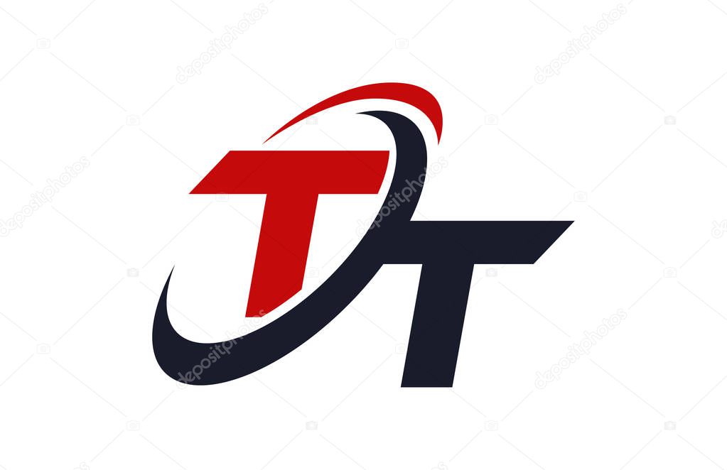 TT Logo Swoosh Global Red Letter Vector Concept