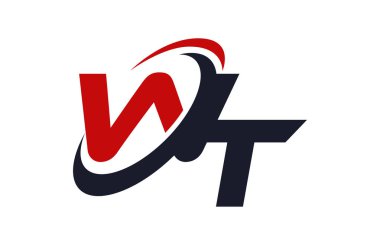 WT Logo Swoosh küresel kırmızı mektup vektör kavramı