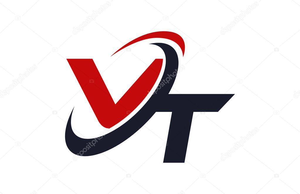 VT Logo Swoosh Global Red Letter Vector Concept