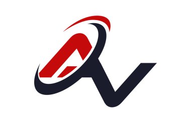 Av Logo Swoosh küresel kırmızı mektup vektör kavramı