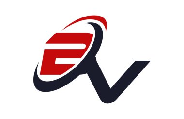 BV Logo Swoosh küresel kırmızı mektup vektör kavramı