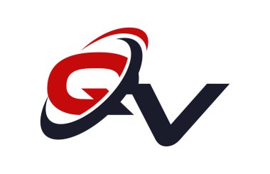QV Logo Swoosh küresel kırmızı mektup vektör kavramı