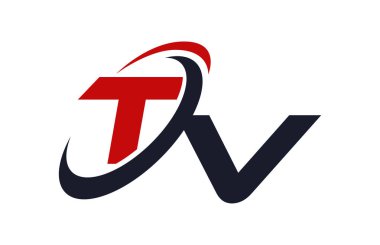 TV Logosu Swoosh küresel kırmızı mektup vektör kavramı
