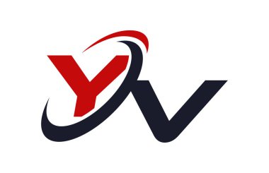 YV Logo Swoosh küresel kırmızı mektup vektör kavramı
