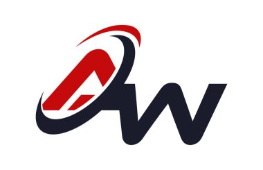 AW Logo Swoosh küresel kırmızı mektup vektör kavramı