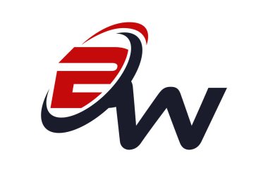 BW Logo Swoosh küresel kırmızı mektup vektör kavramı