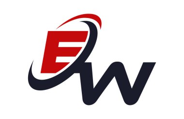 EW Logo Swoosh küresel kırmızı mektup vektör kavramı