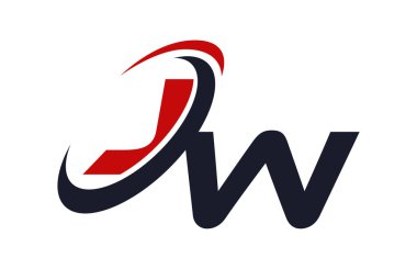 JW Logo Swoosh küresel kırmızı mektup vektör kavramı