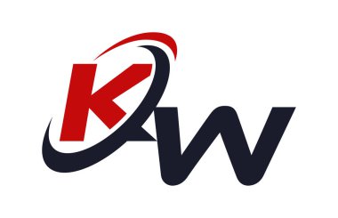 KW Logo Swoosh küresel kırmızı mektup vektör kavramı