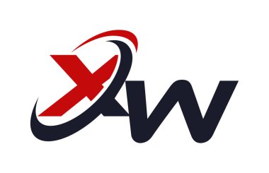 XW Logo Swoosh küresel kırmızı mektup vektör kavramı
