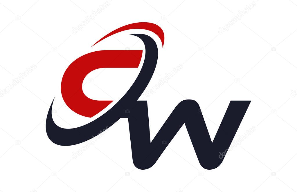CW Logo Swoosh Global Red Letter Vector Concept