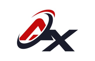 AX Logo Swoosh küresel kırmızı mektup vektör kavramı